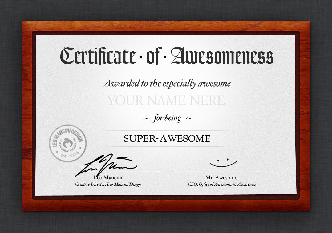 Certificate of Awesomeness - 1